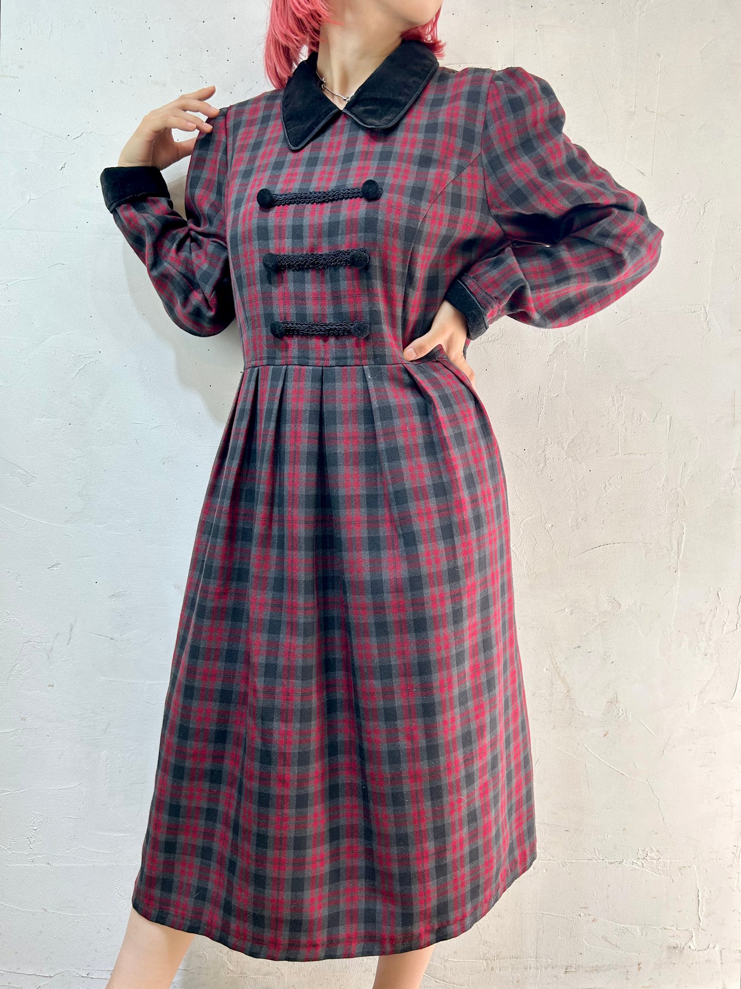 Vintage Plaid Dress [I25010]