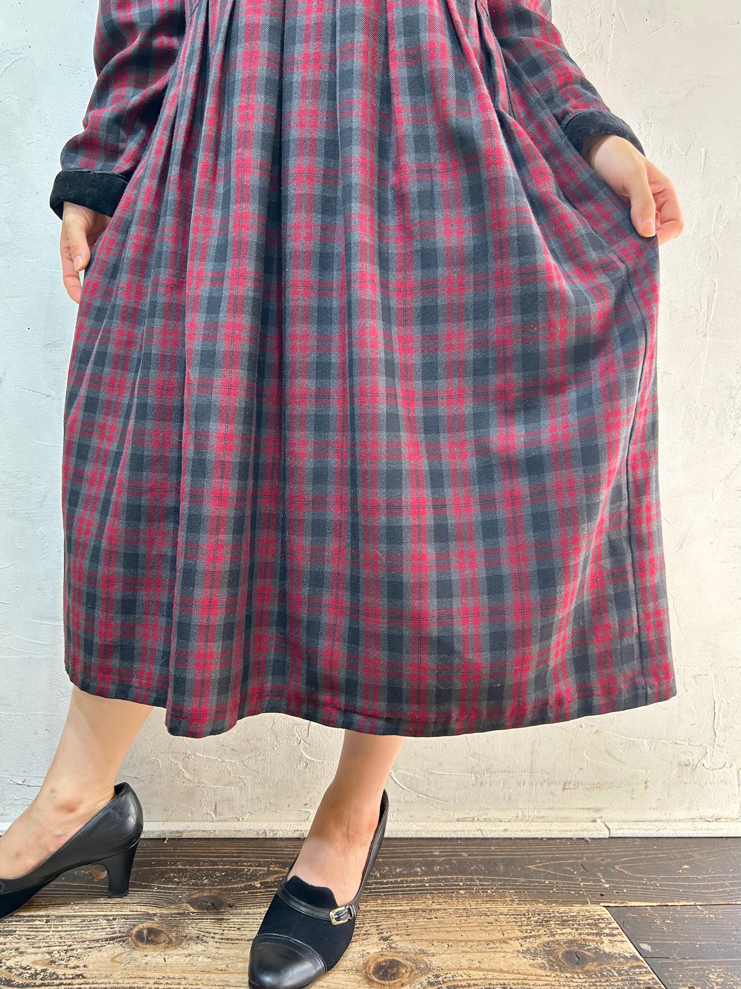 Vintage Plaid Dress [I25010]