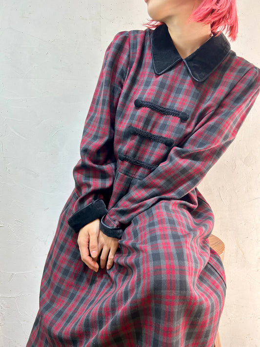 Vintage Plaid Dress [I25010]