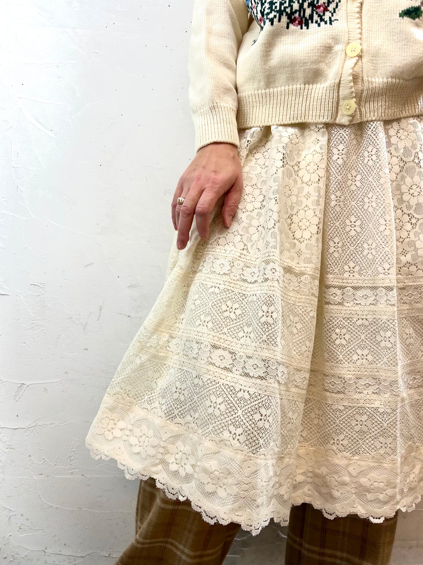 Vintage Lace Skirt  MADE IN USA [K28933]