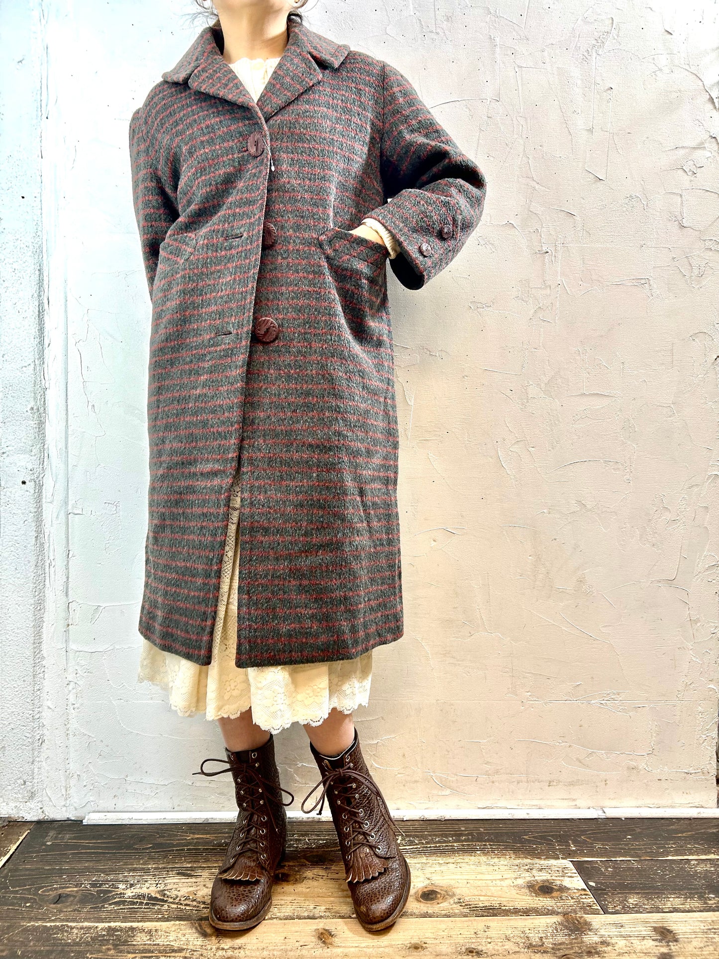 Vintage Plaid Coat  [K28934]