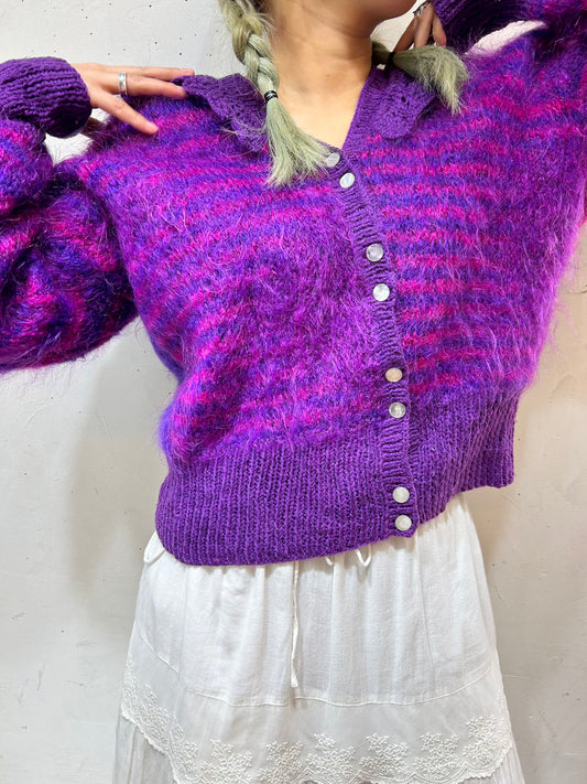Vintage Purple Knit Cardigan [B26263]