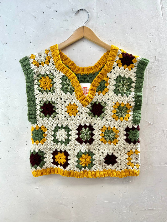 Vintage Granny Square Vest [K28938]