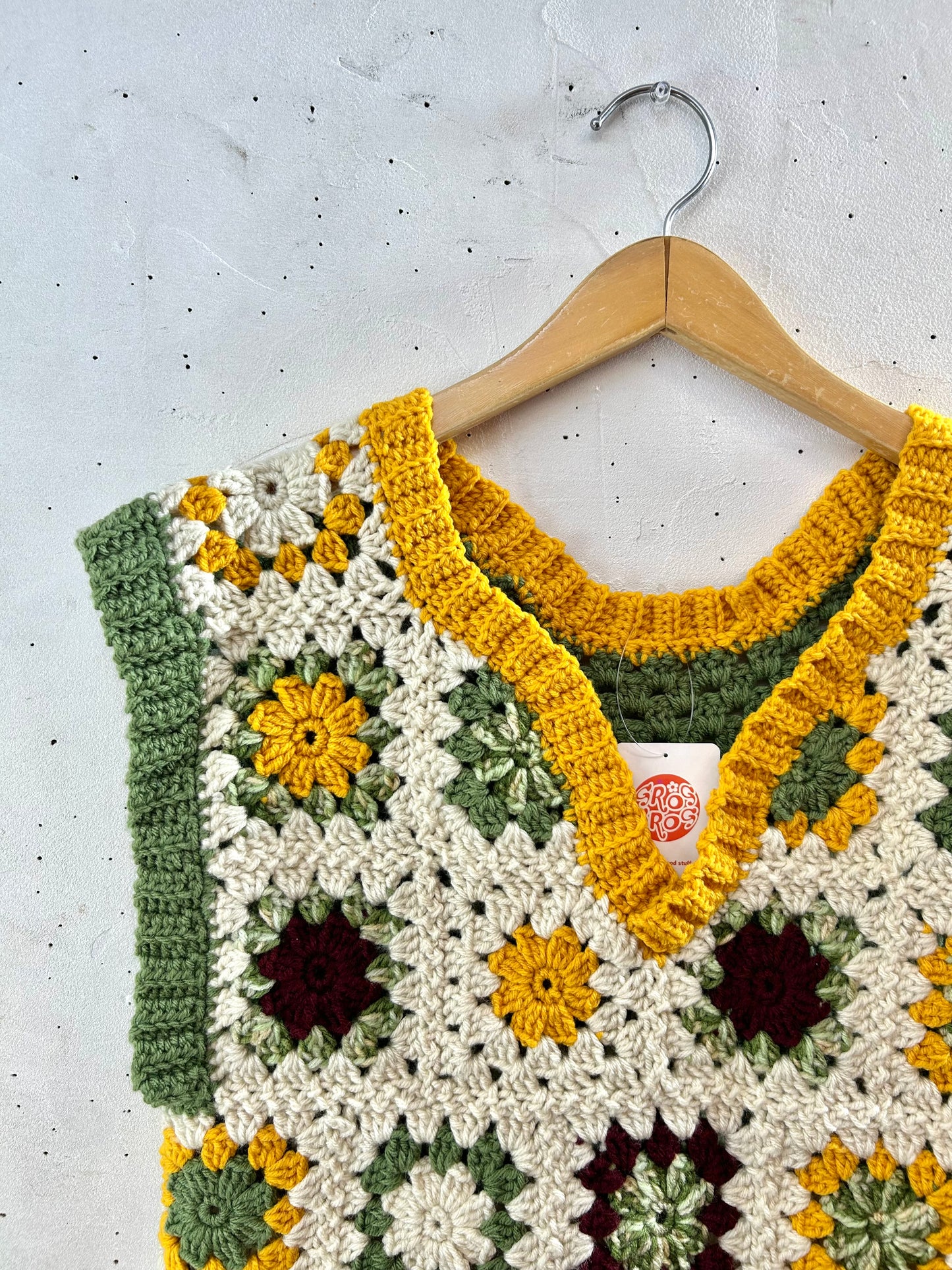 Vintage Granny Square Vest [K28938]