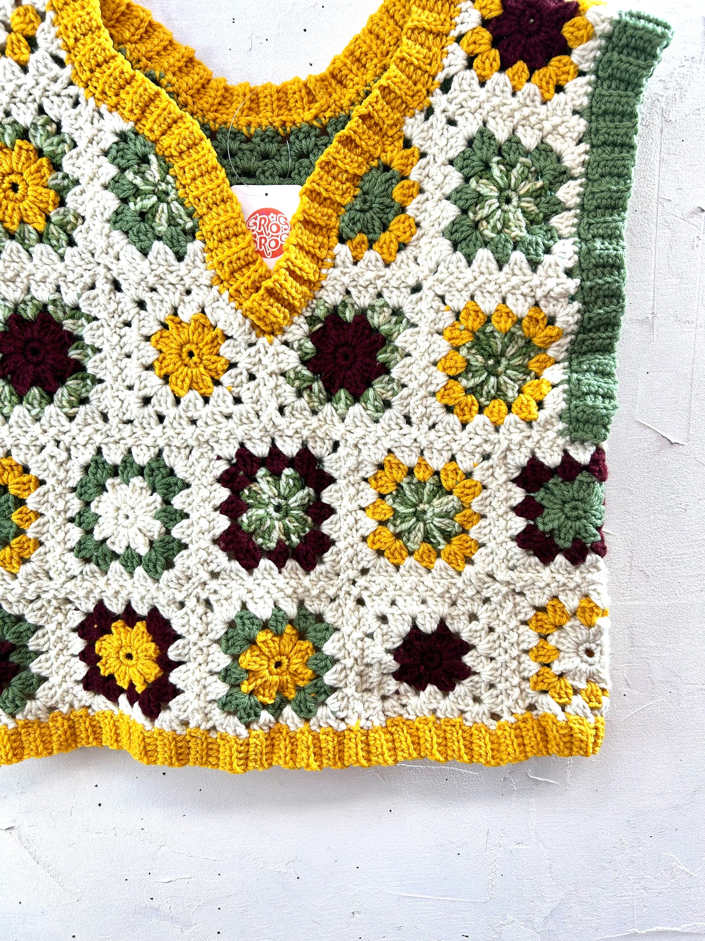 Vintage Granny Square Vest [K28938]