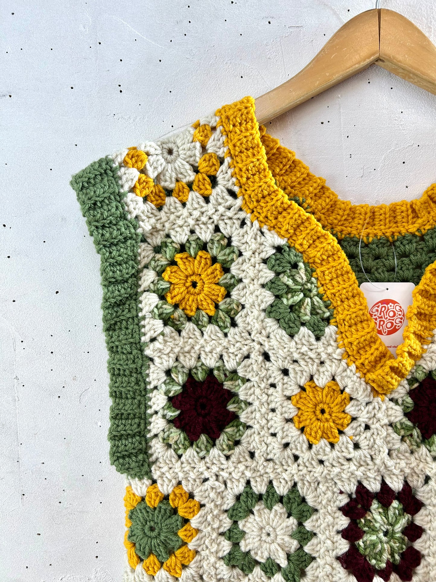 Vintage Granny Square Vest [K28938]