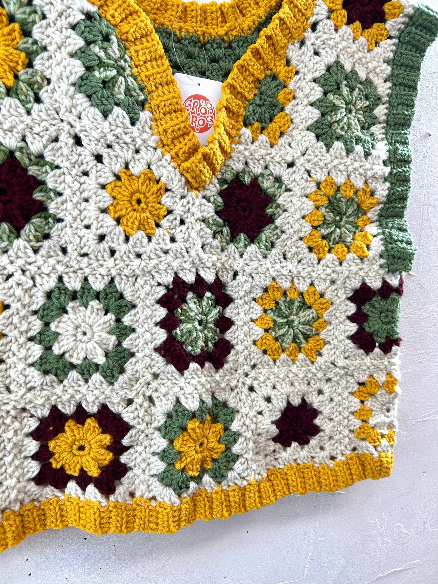 Vintage Granny Square Vest [K28938]