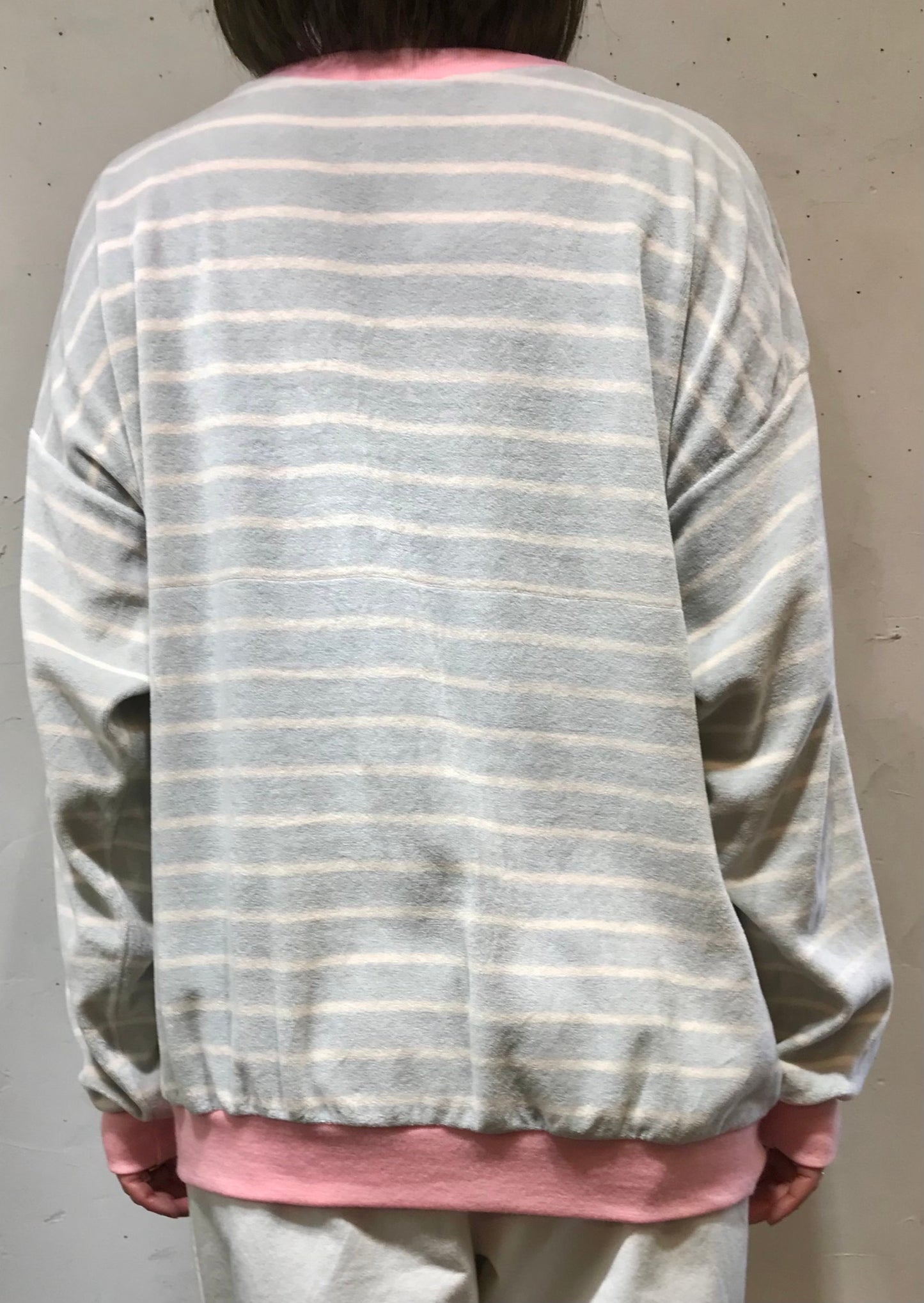 Vintage Velor Tops Pink×Gray[A26106]