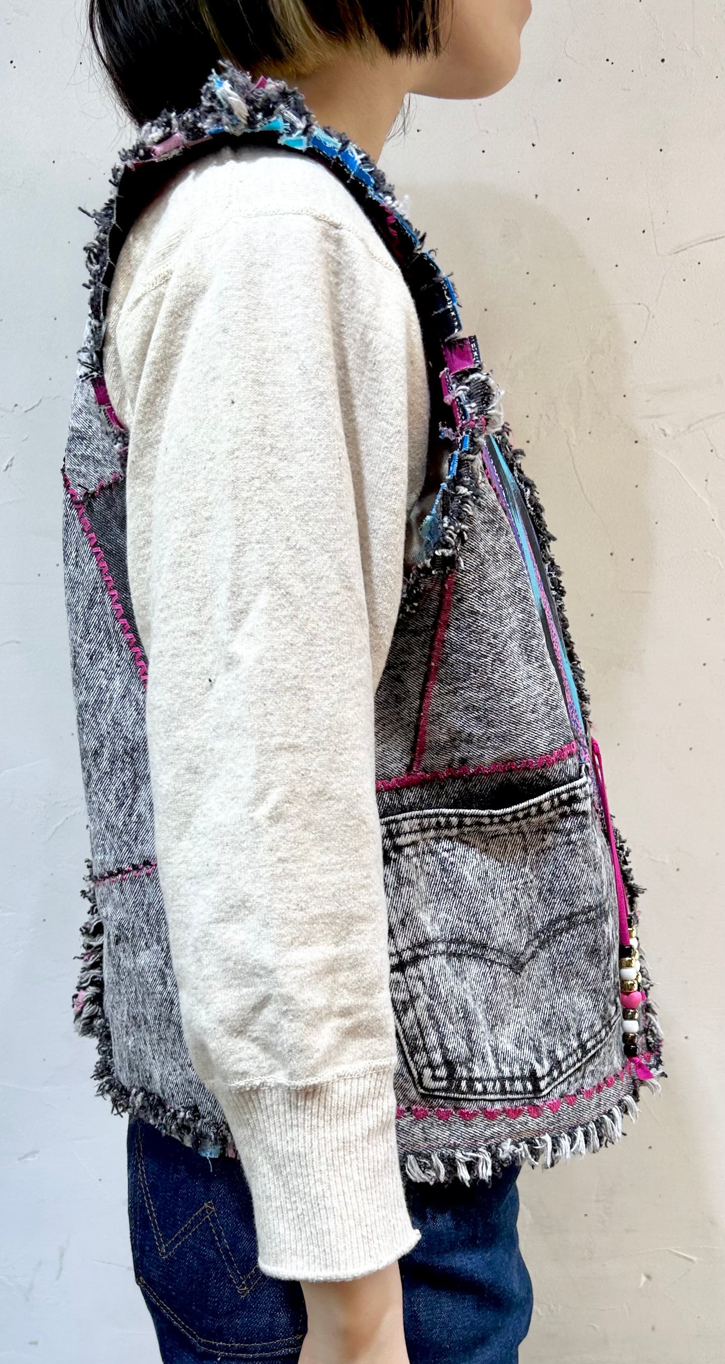 Vintage Handmade Denim Patchwork Vest [J25373]
