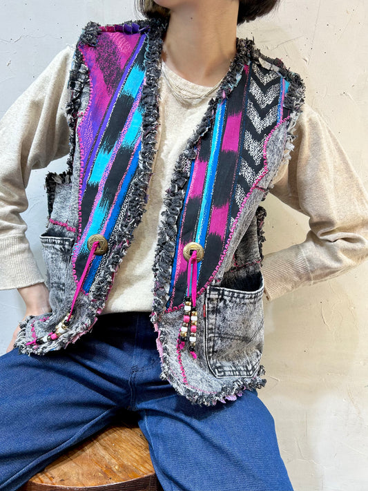 Vintage Handmade Denim Patchwork Vest [J25373]