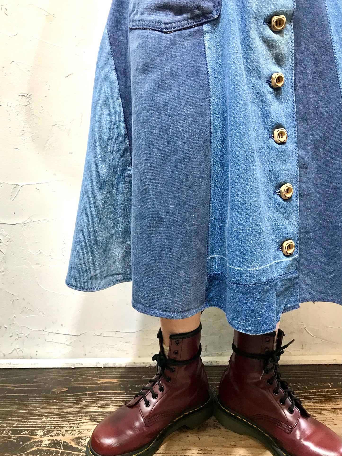 Vintage Denim Patchwork Skirt [L25810]
