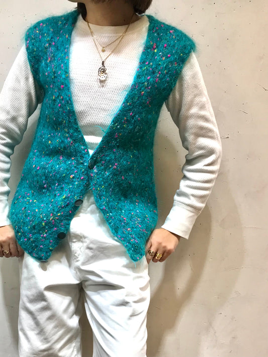 Vintage Mix Color Knit Vest [A26040]