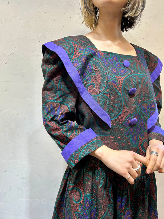 '80s Vintage Dress MADE IN USA [A25900]