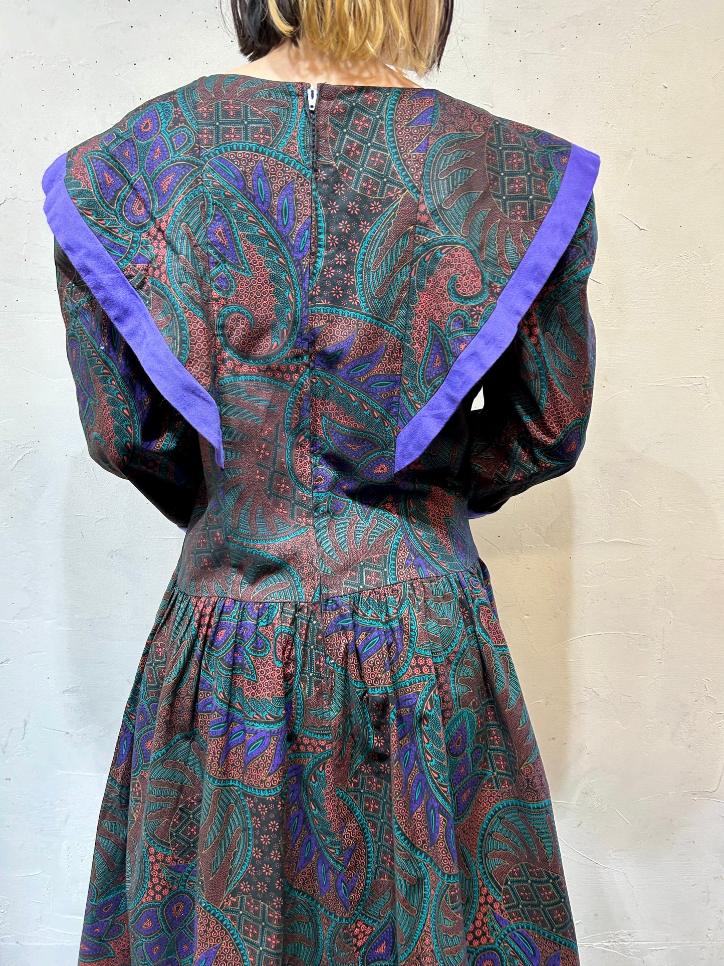 '80s Vintage Dress MADE IN USA [A25900]