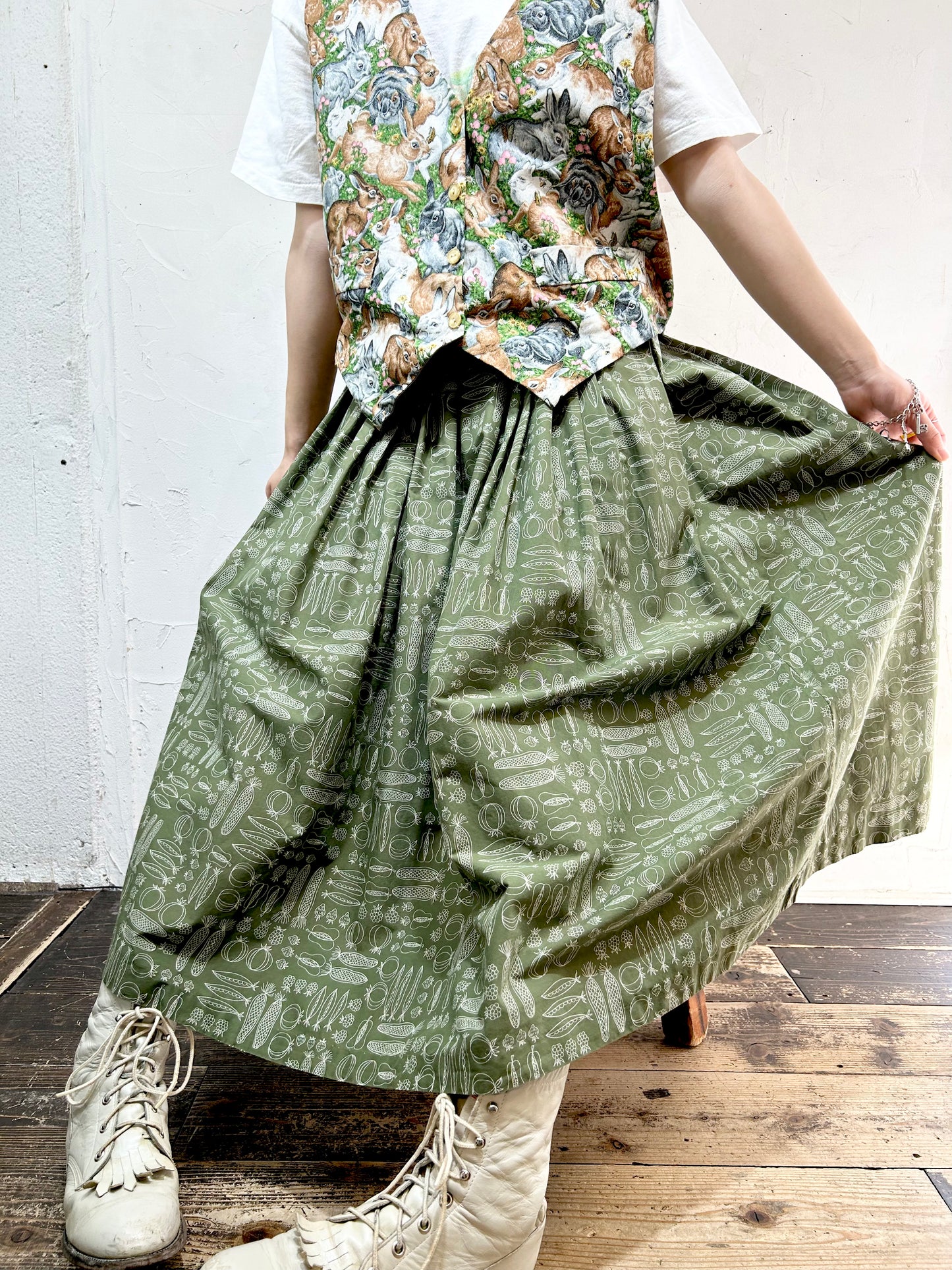 '50s Vintage Vegetable Pattern Skirt [G17133]