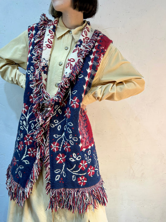 Vintage Rug Long Vest [J25378]