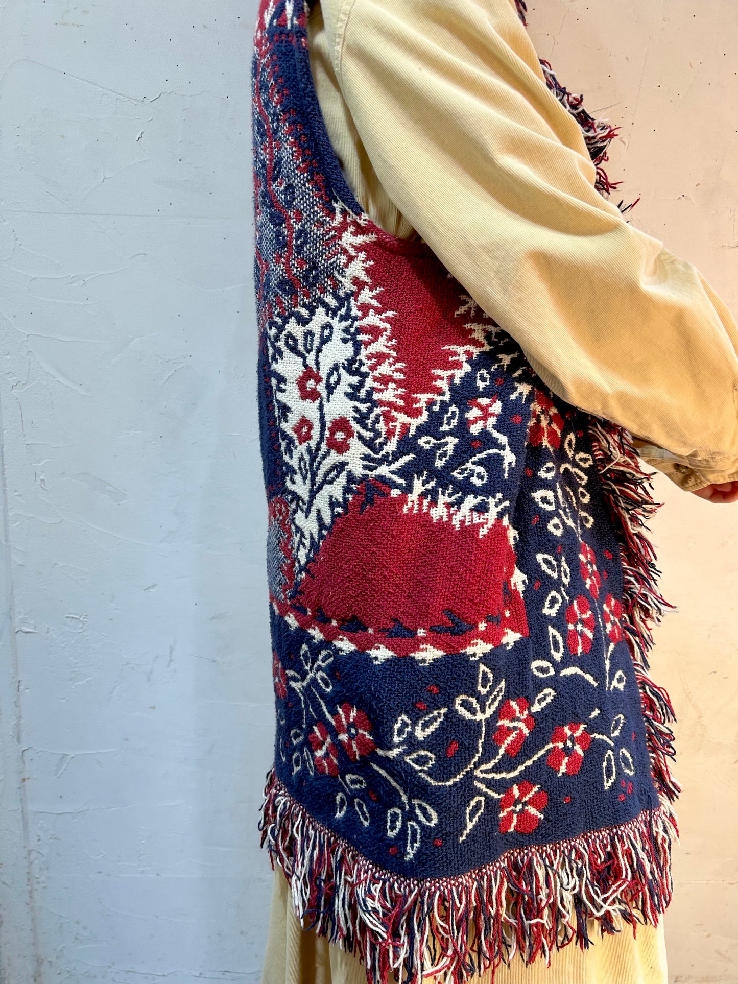 Vintage Rug Long Vest [J25378]