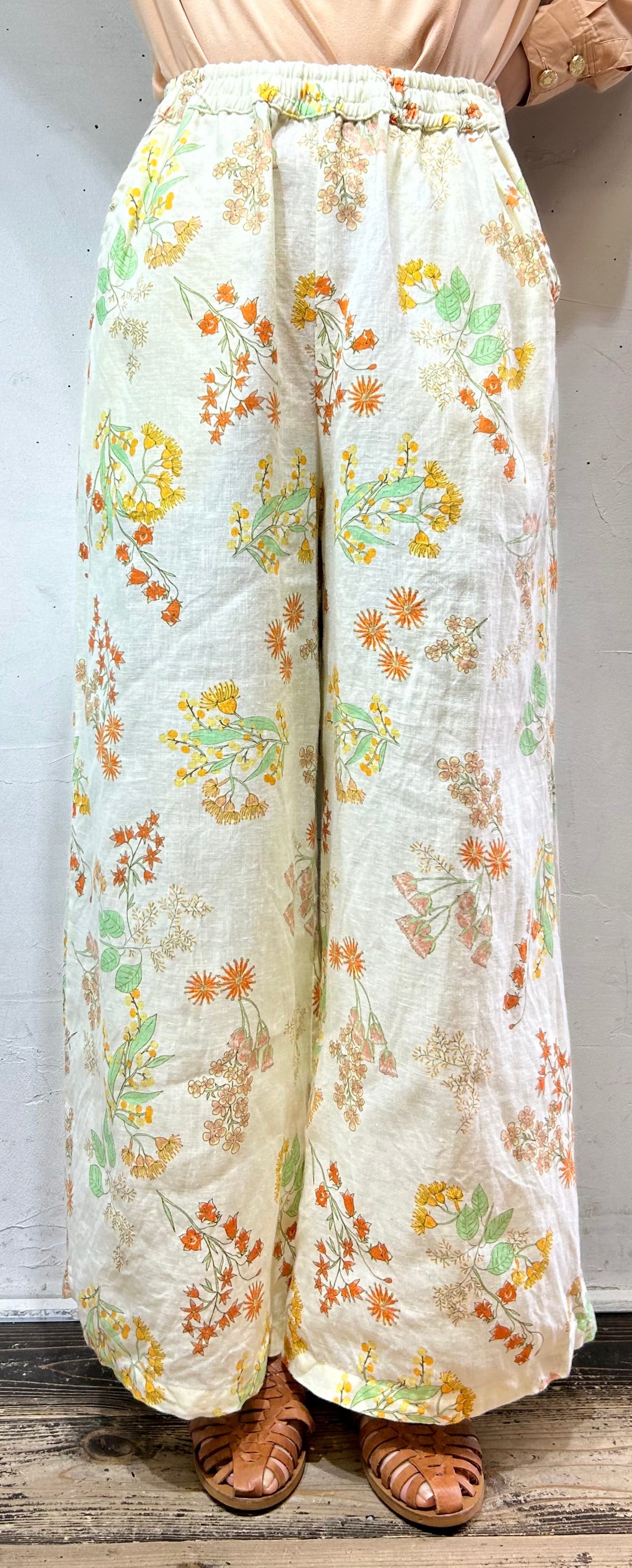 Vintage Linen Wide Pants [C26601]