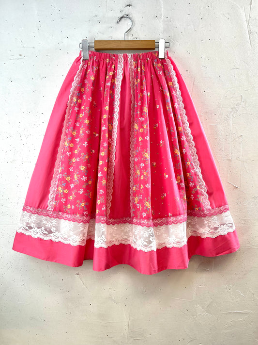 '70s Vintage Patchwork Skirt 〜Carefree Fashions〜 SCOTTSDALE ARIZONA [G30693]