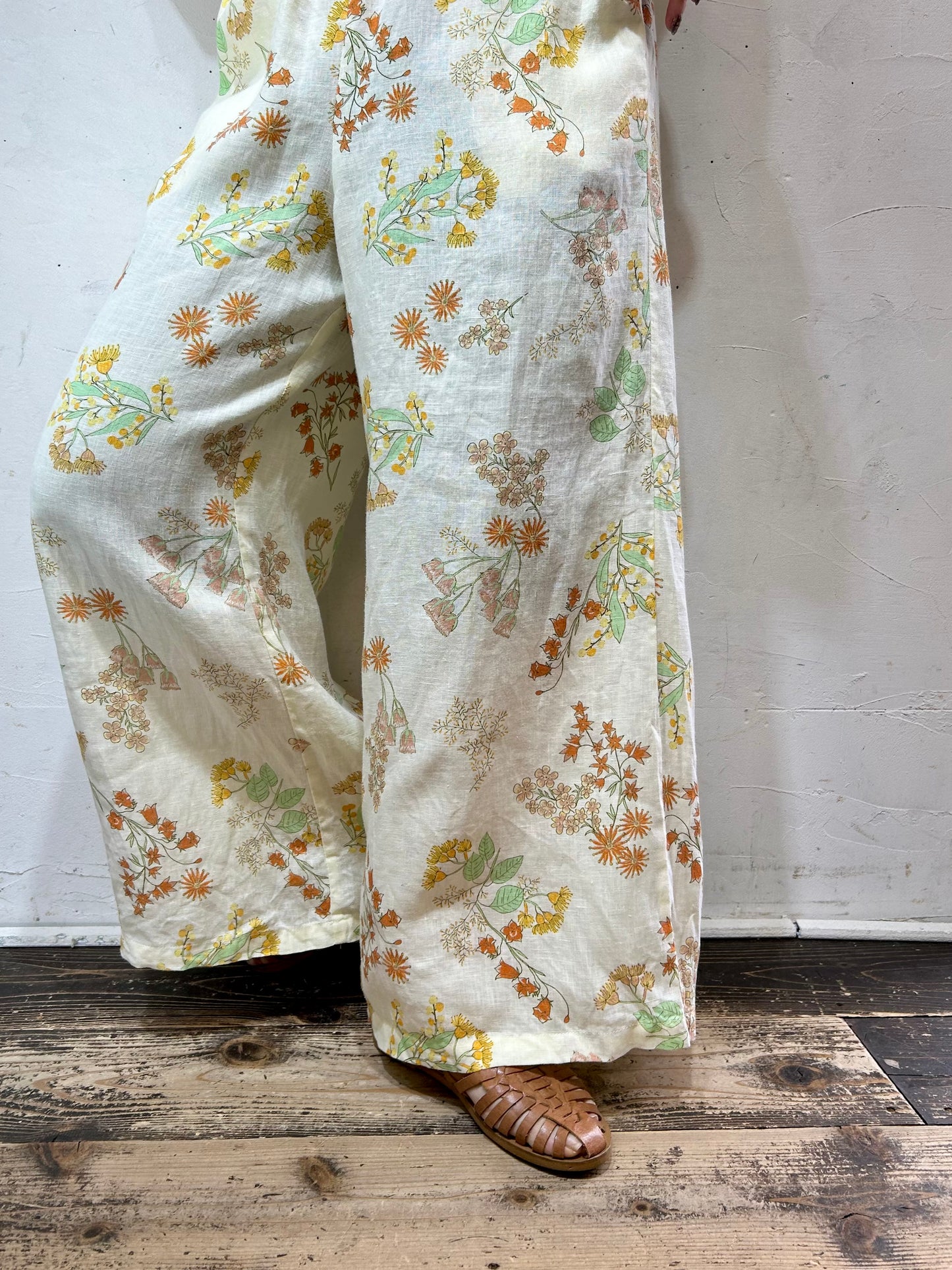 Vintage Linen Wide Pants [C26601]