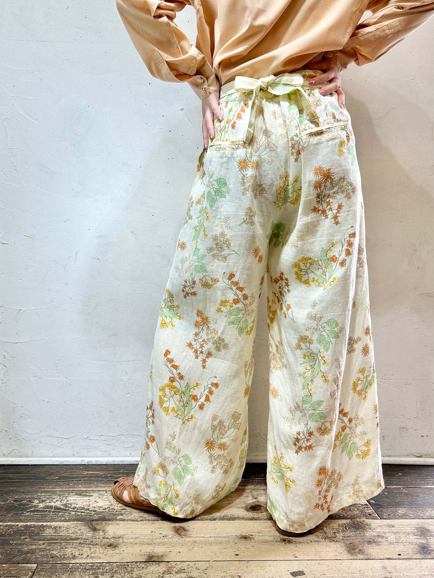 Vintage Linen Wide Pants [C26601]