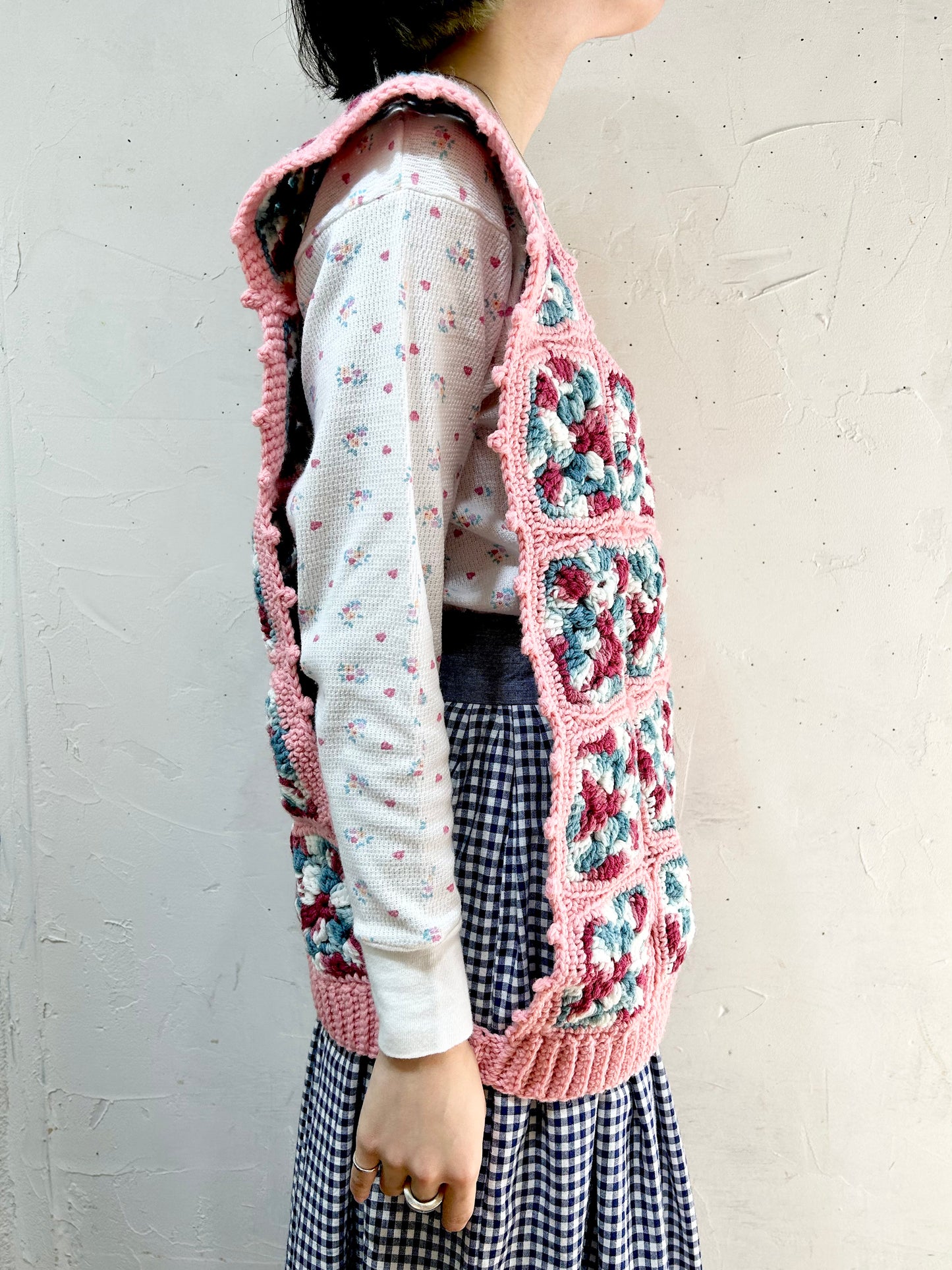 Vintage Granny Square Knit Vest [I25026]