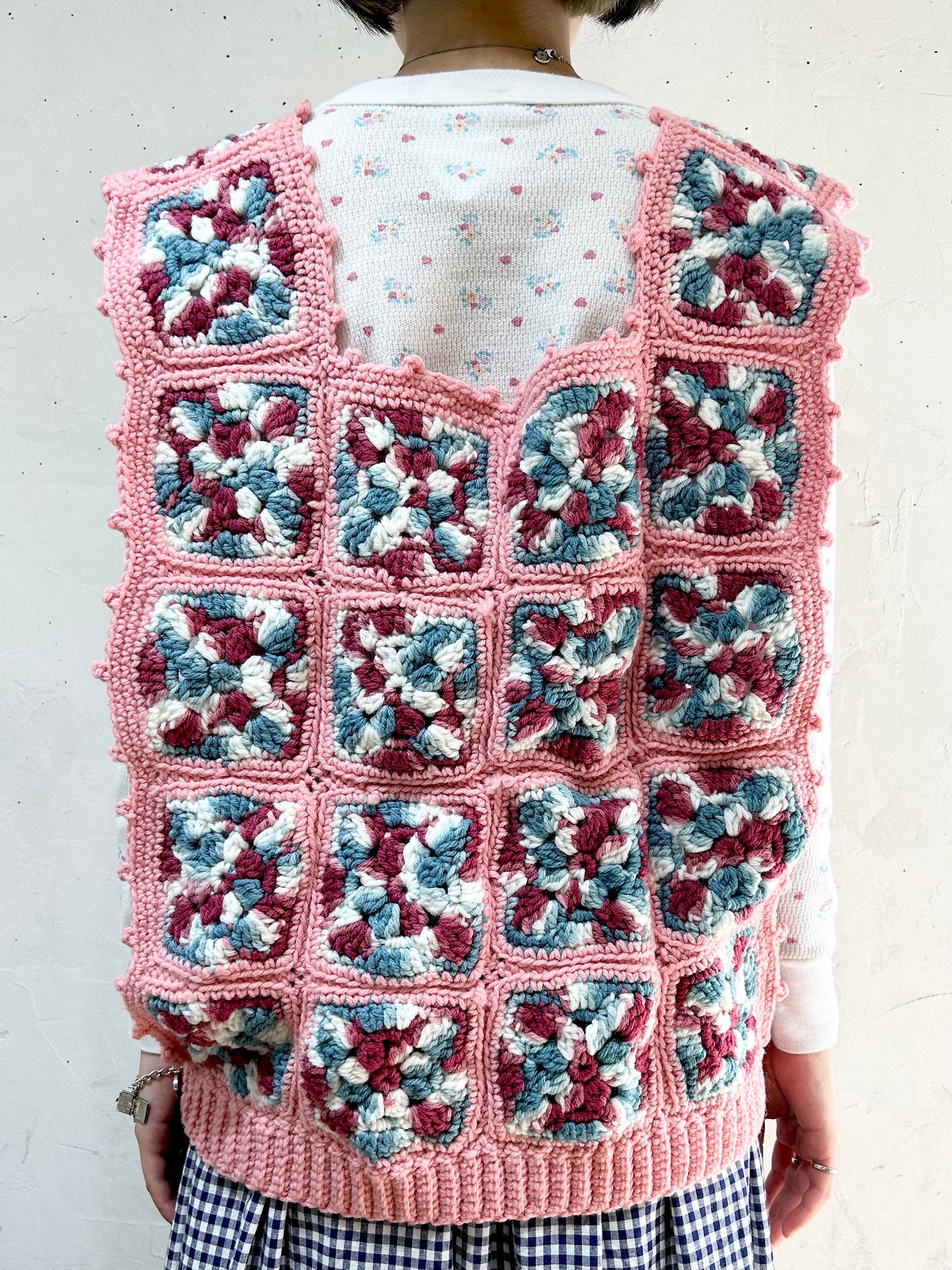 Vintage Granny Square Knit Vest [I25026]