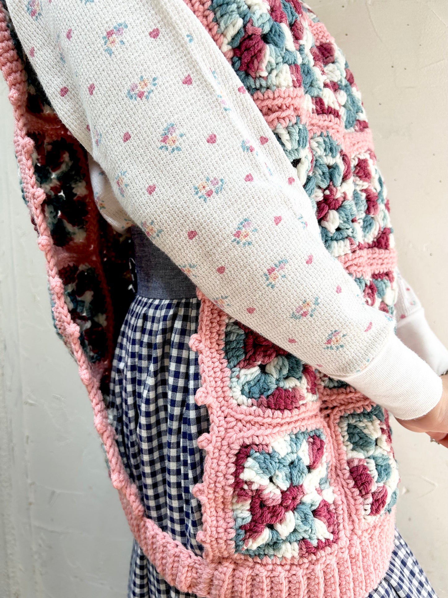 Vintage Granny Square Knit Vest [I25026]