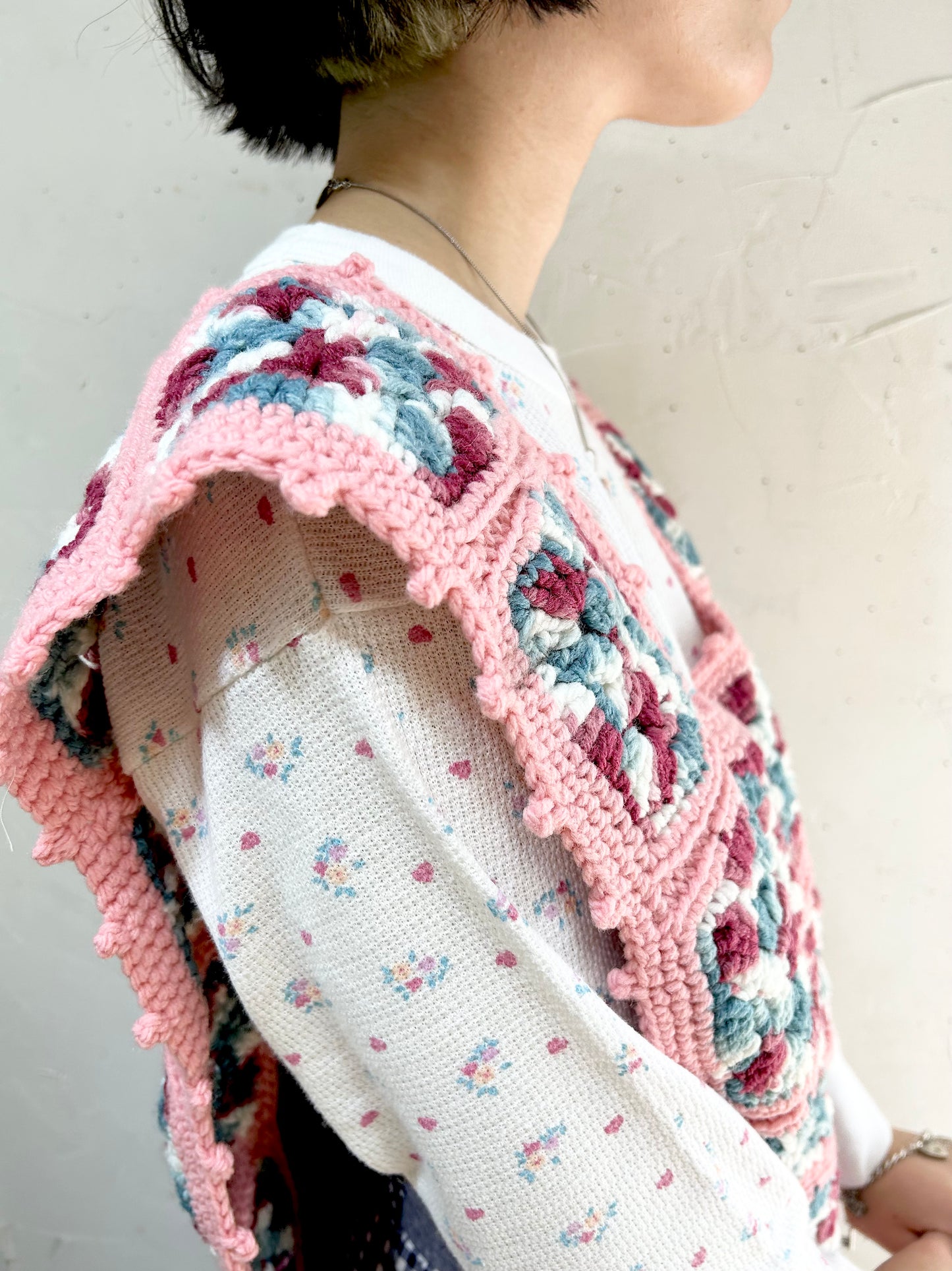 Vintage Granny Square Knit Vest [I25026]