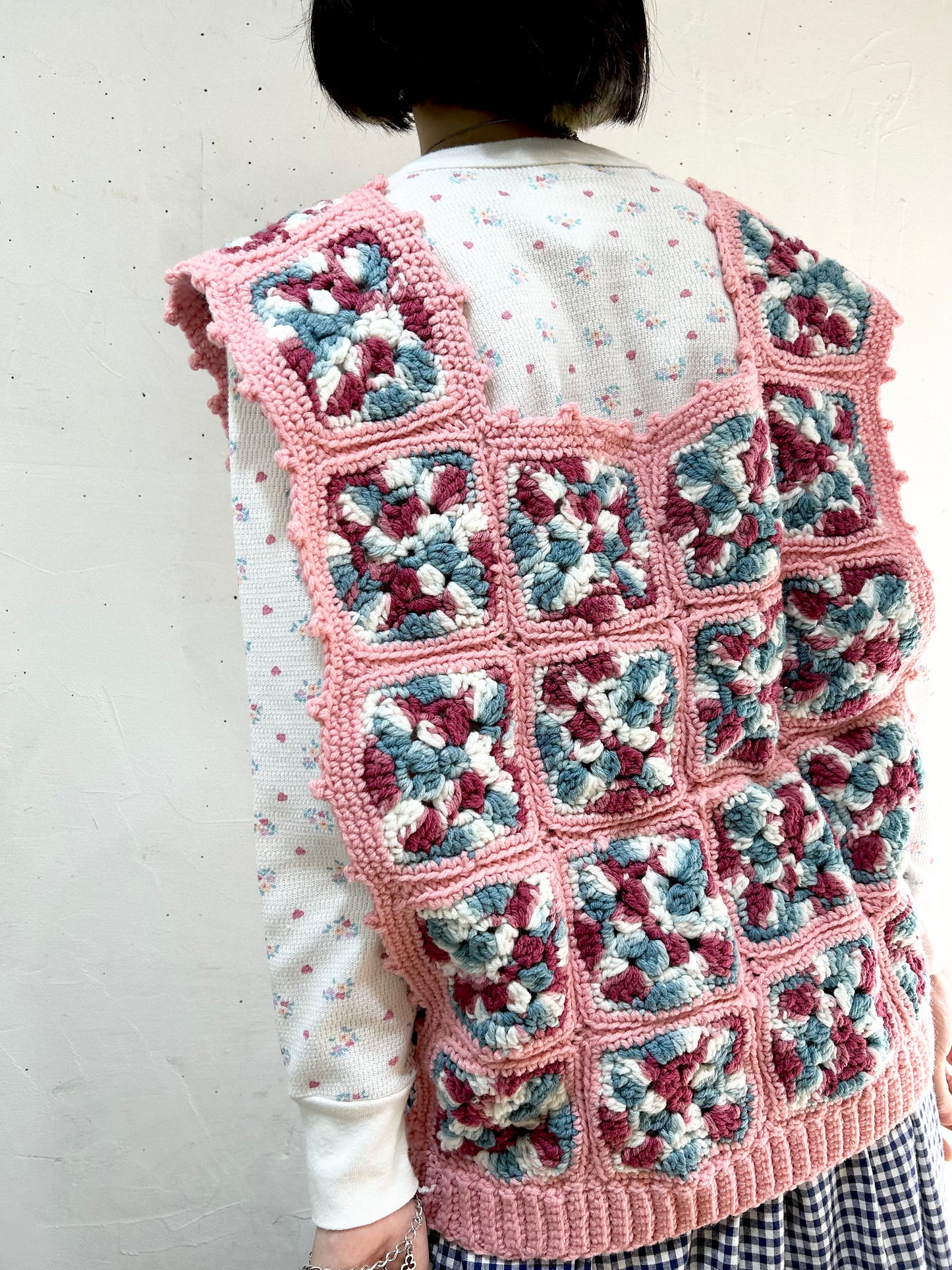 Vintage Granny Square Knit Vest [I25026]