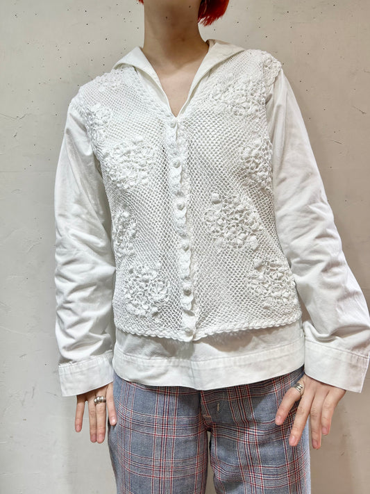 Vintage Crochet Lace Vest [B26275]