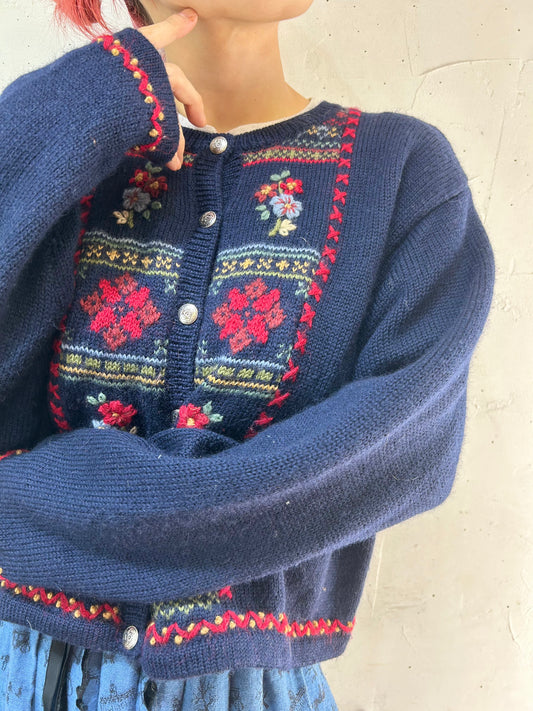 Vintage Hand Knit Cardigan 〜Laura Ashley〜 [I25018]