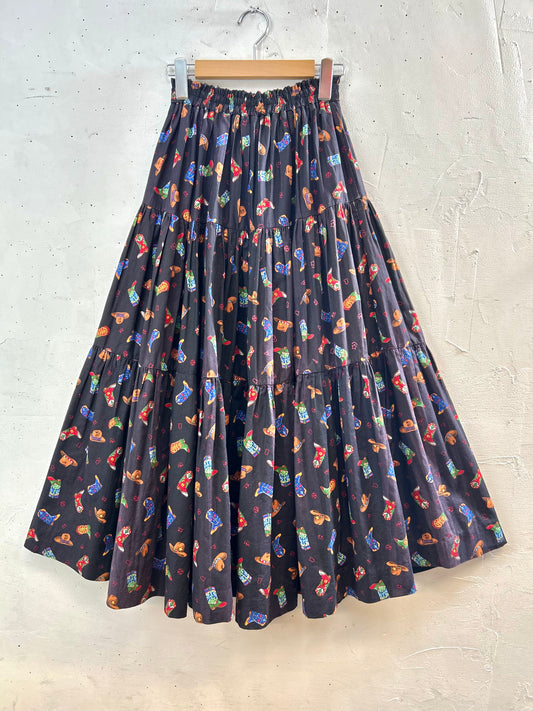Vintage Tiered Skirt MADE IN USA [D30033]
