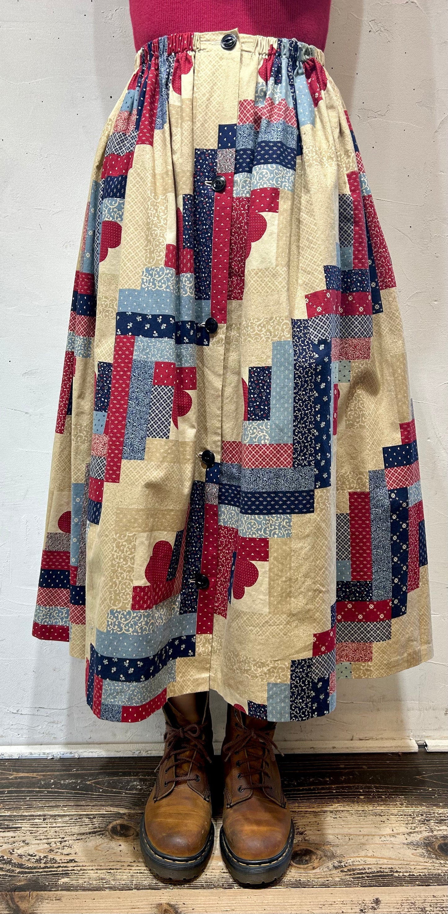 70s Vintage Patchwork Pattern Skirt [AA25922]