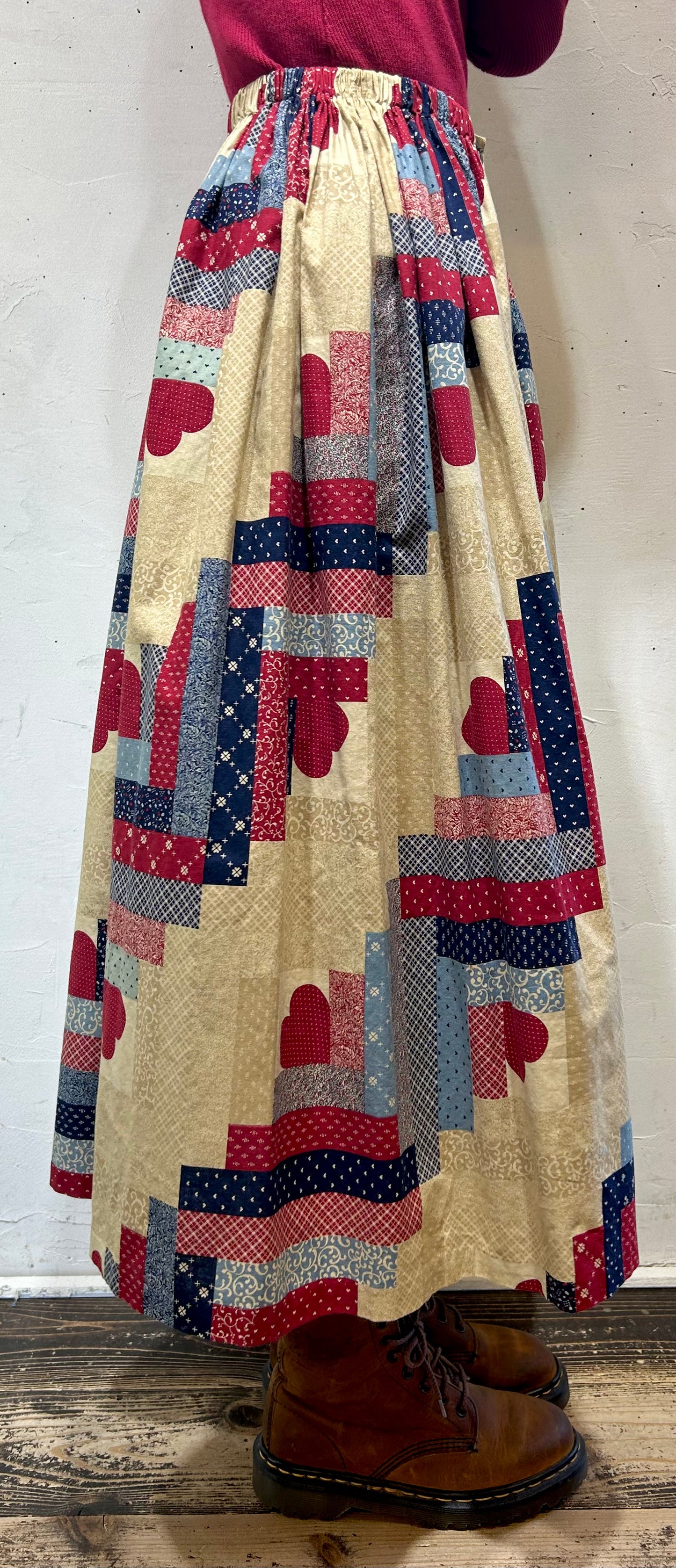 70s Vintage Patchwork Pattern Skirt [AA25922]