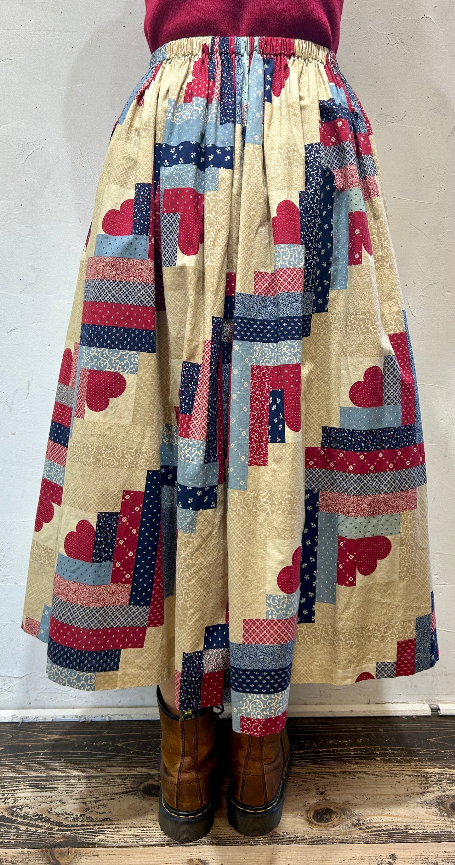 70s Vintage Patchwork Pattern Skirt [AA25922]