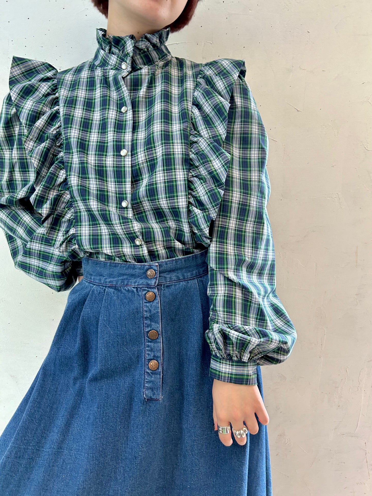 ’70s Vintage Plaid Shirt [E27195]