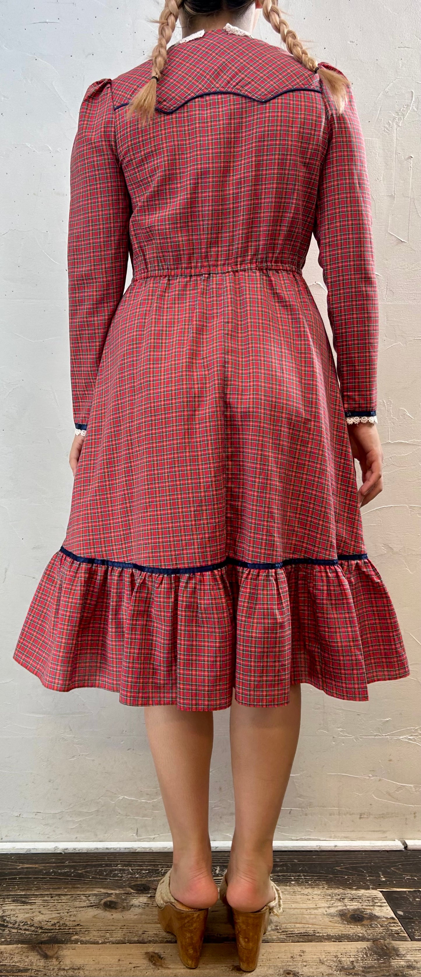 '70s Vintage Plaid Dress 〜Candy Jones〜 [G27942]