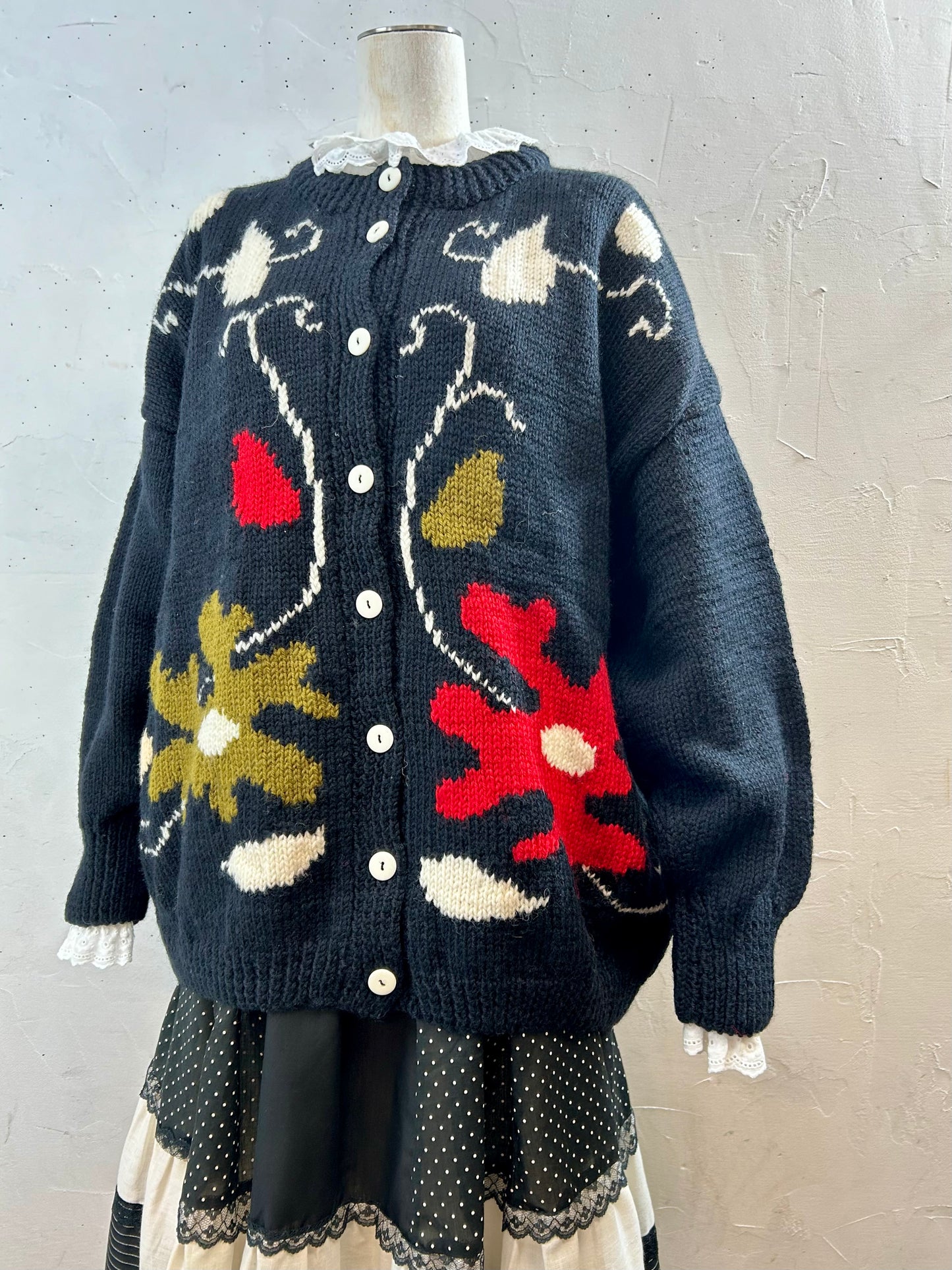 Vintage Hand Knit Cardigan [I28515]