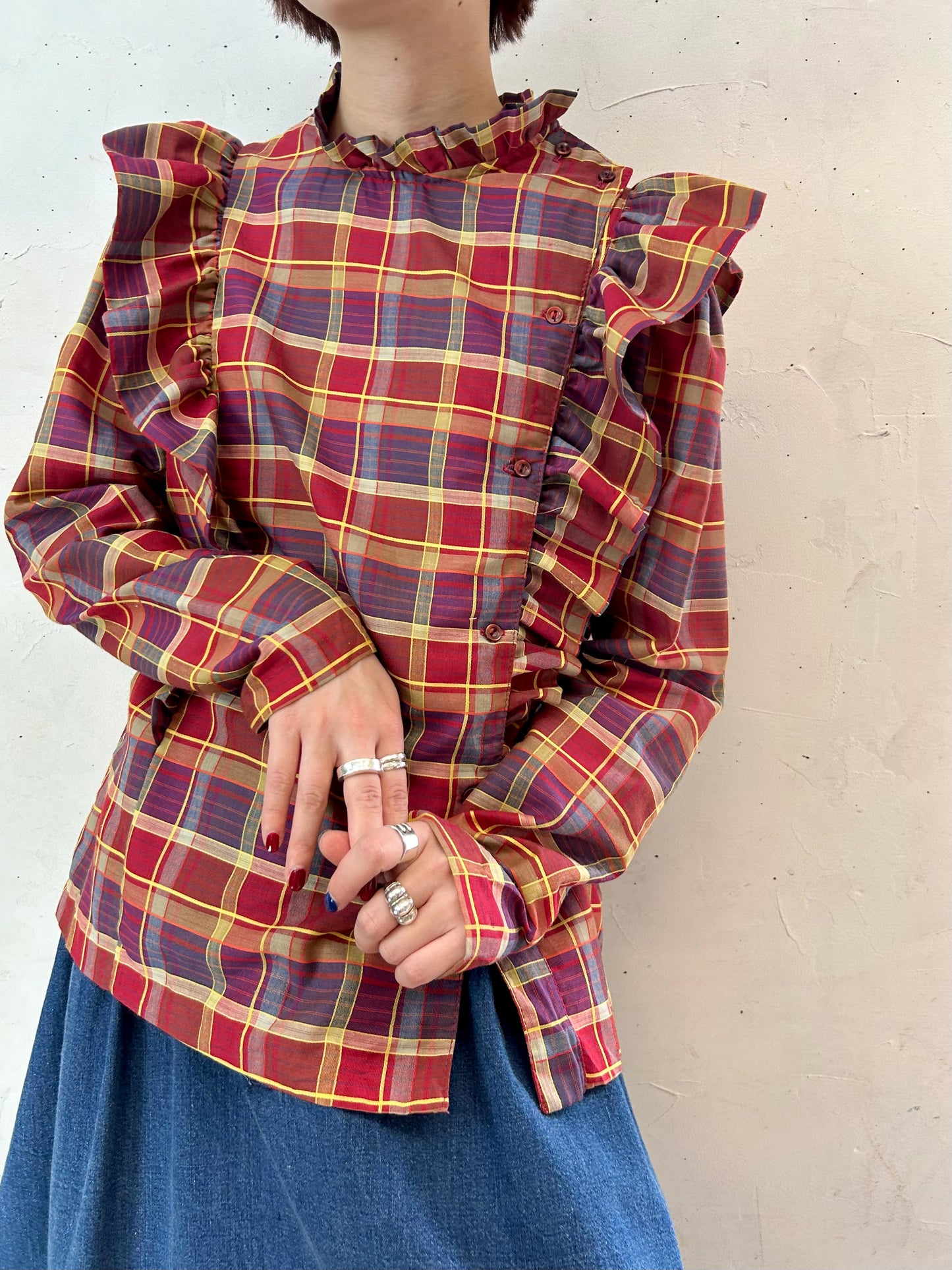 Vintage Plaid Blouse [E27196]