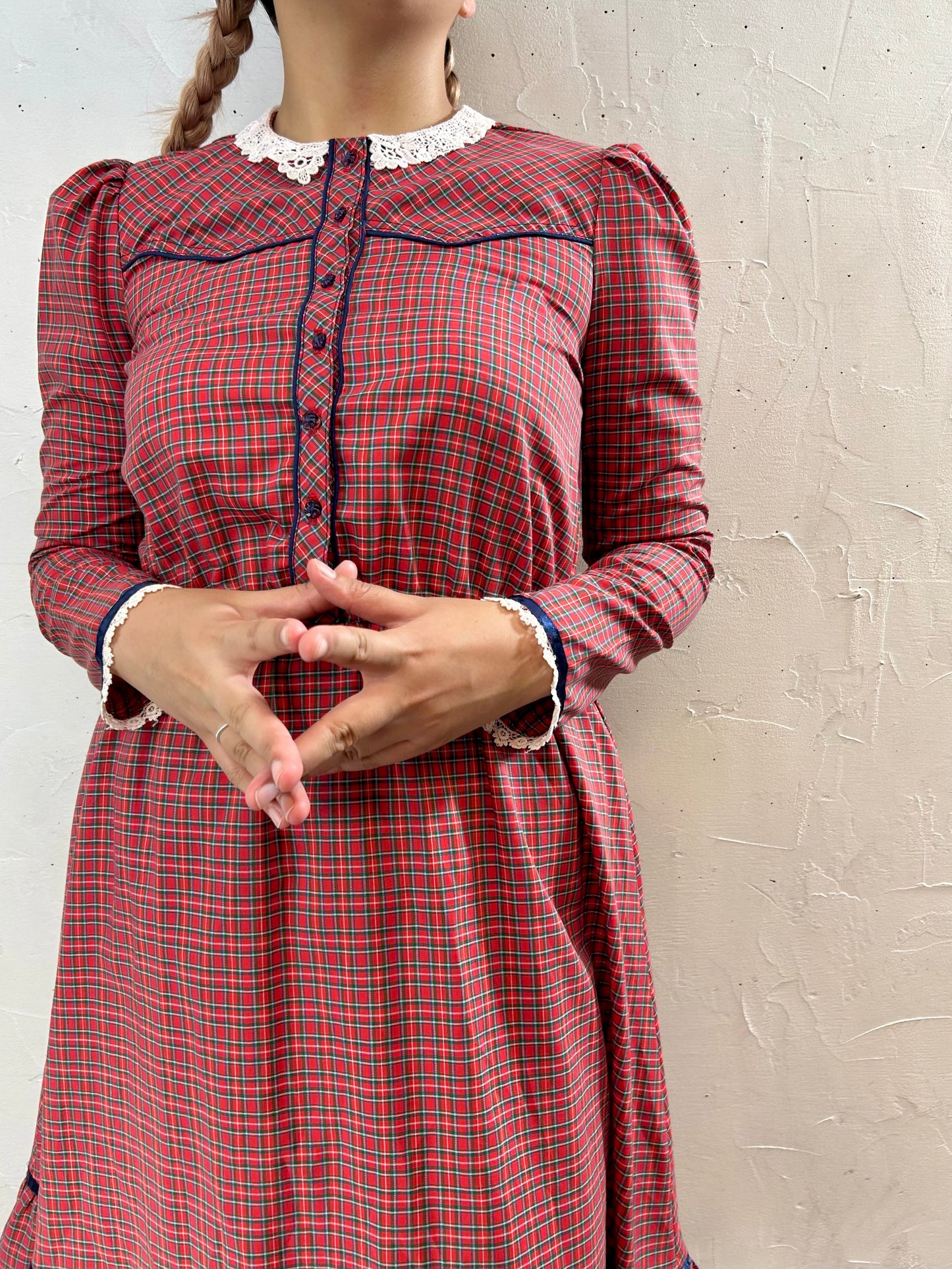 '70s Vintage Plaid Dress 〜Candy Jones〜 [G27942]