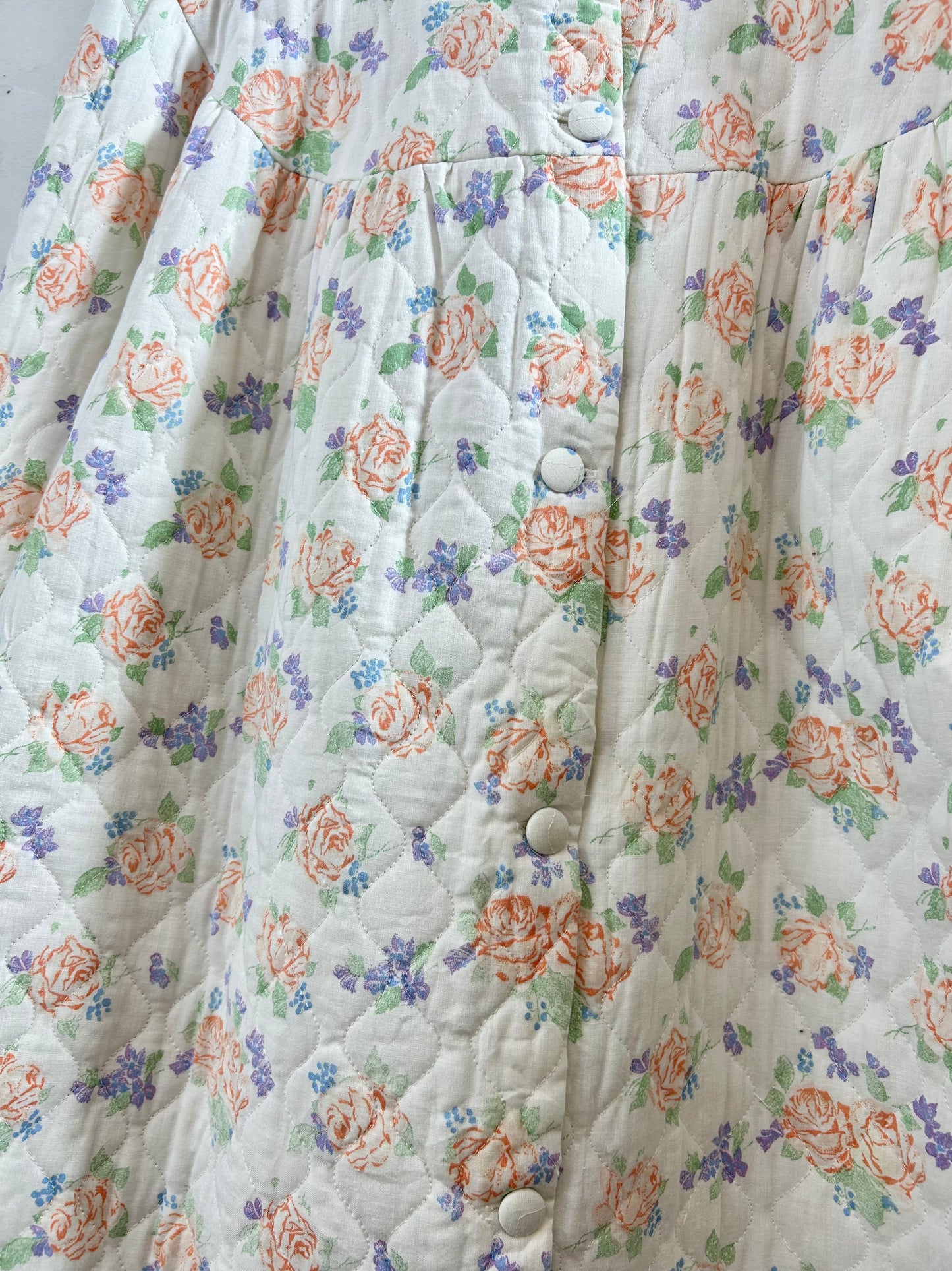 ’70s Vintage Quilting Gown FABRIQUE EN FRANCE [A29400]