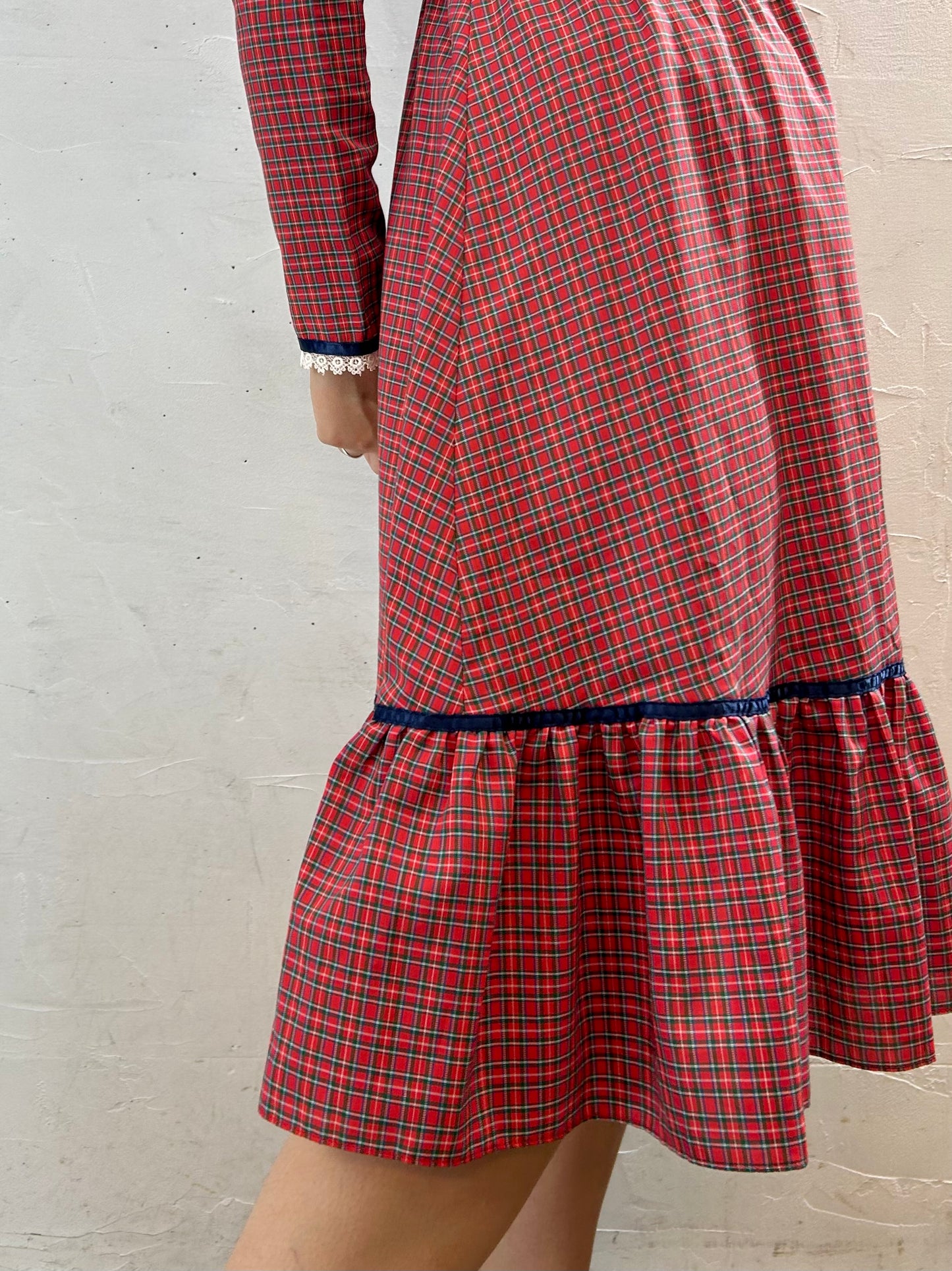 '70s Vintage Plaid Dress 〜Candy Jones〜 [G27942]