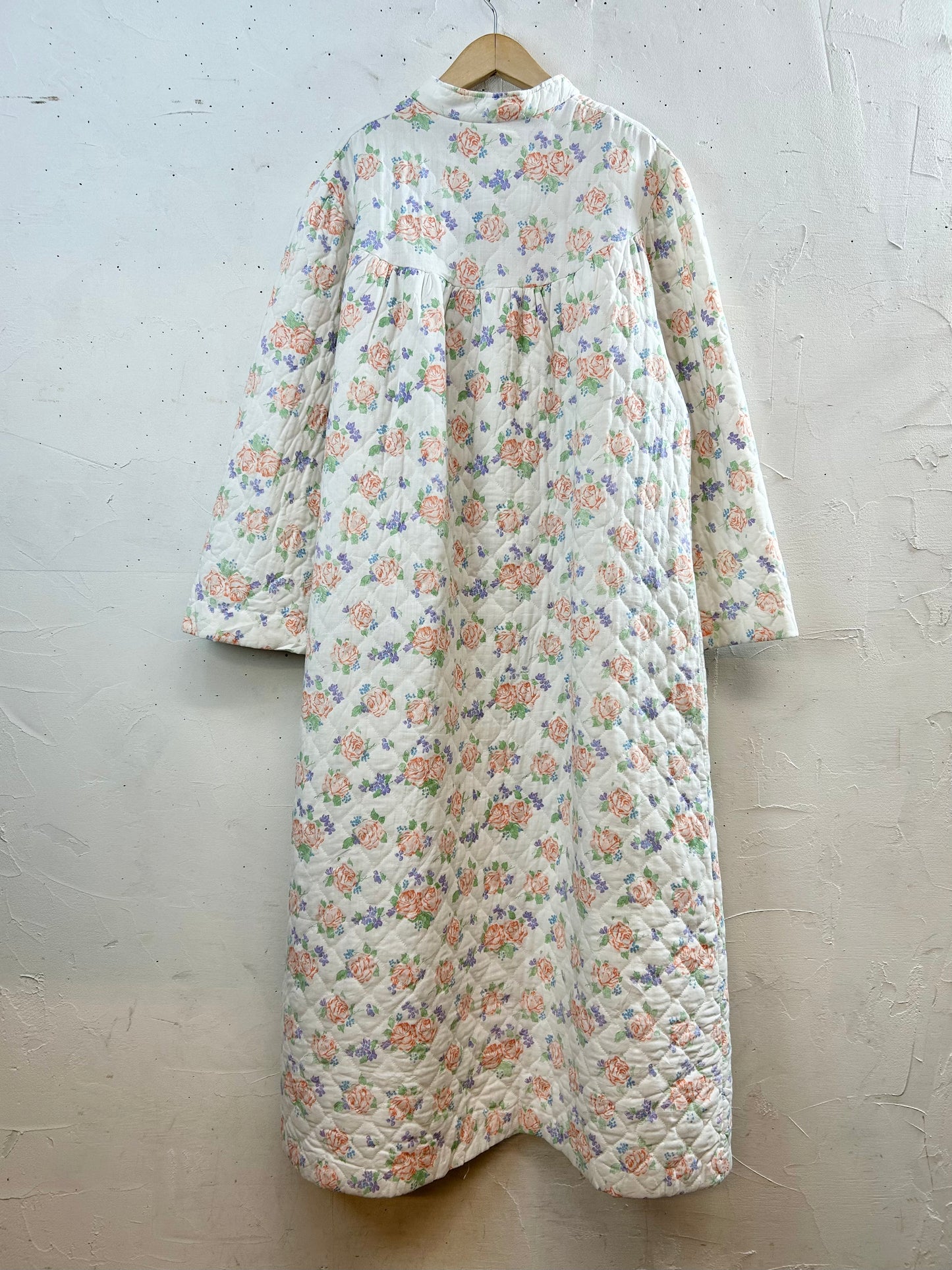 ’70s Vintage Quilting Gown FABRIQUE EN FRANCE [A29400]