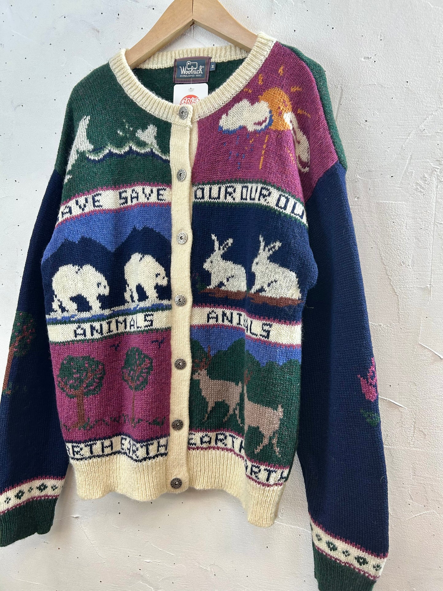 Vintage Hand Framed Knit Cardigan 〜Wool Rich〜 [A29398]