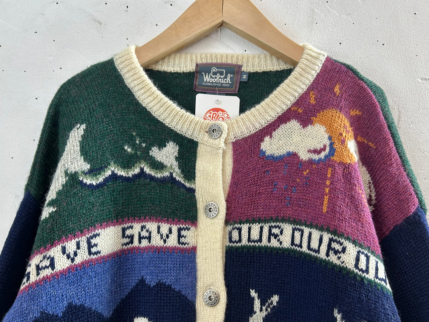 Vintage Hand Framed Knit Cardigan 〜Wool Rich〜 [A29398]