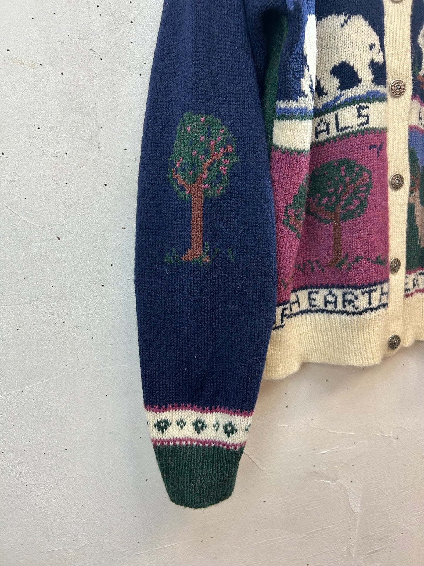 Vintage Hand Framed Knit Cardigan 〜Wool Rich〜 [A29398]