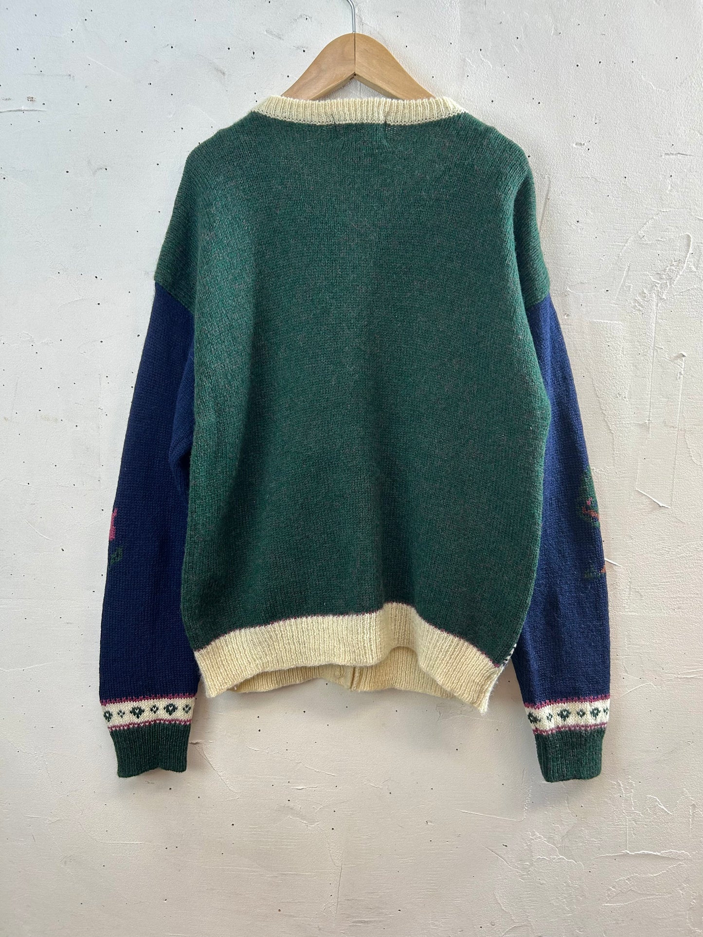 Vintage Hand Framed Knit Cardigan 〜Wool Rich〜 [A29398]