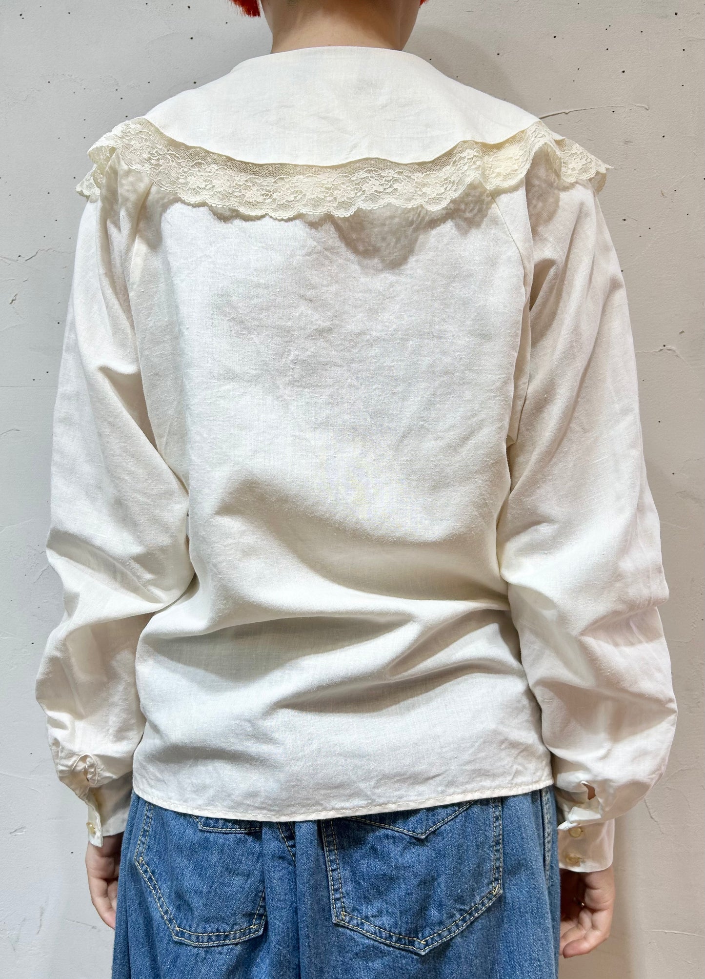 Vintage Big Collar Blouse MADE IN USA [B26281]