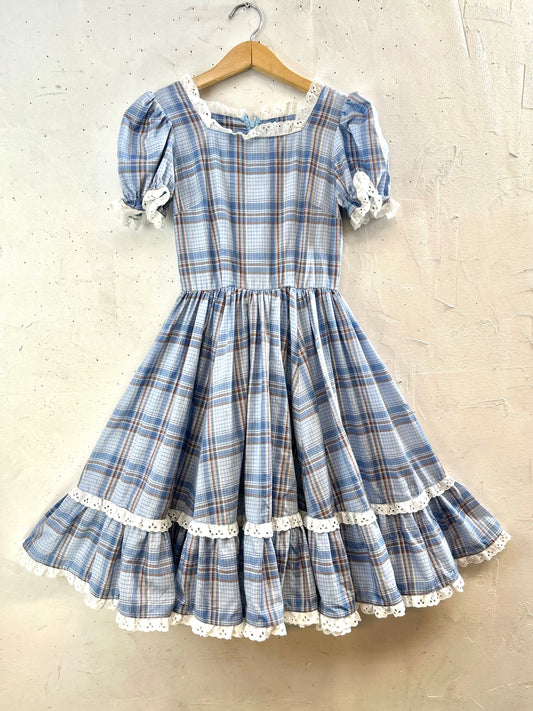 '70s Vintage plaid Dress [E30249]